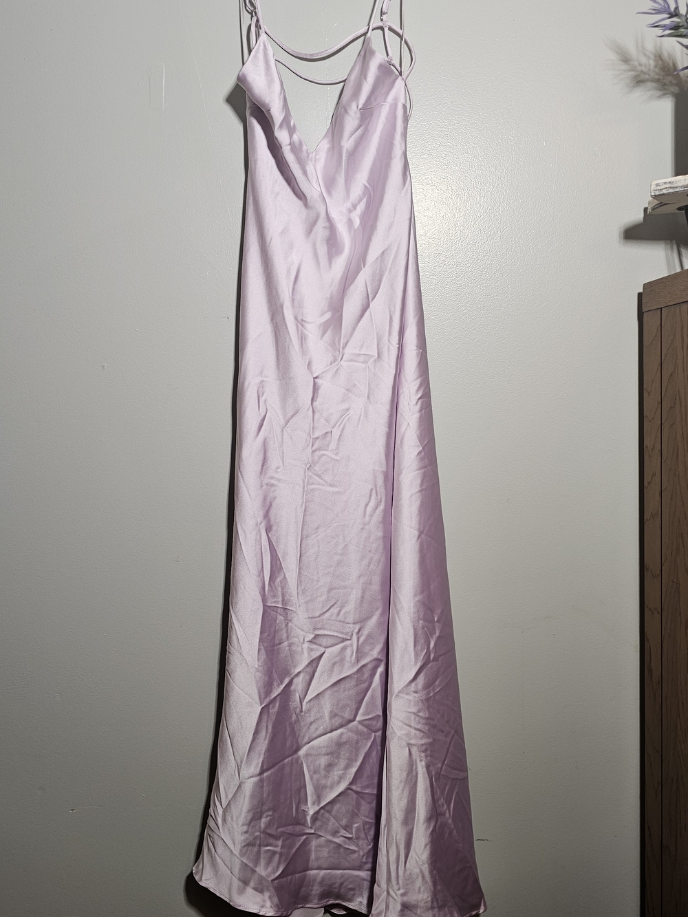 Zara Lavender Satin Maxi Slip Dress with Double Straps